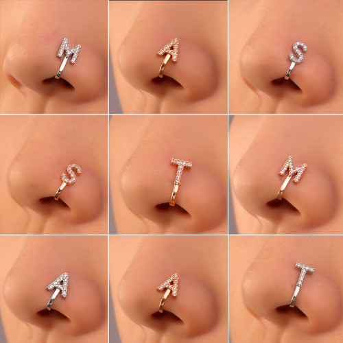 Zircon Letter U-shaped Nose Clip Ring Piercing Jewelry CBL-006