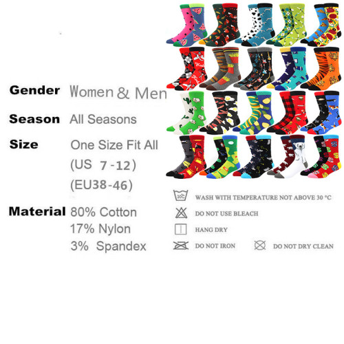 High Quality Combed Cotton Socks food Pattern Long Tube SK-003