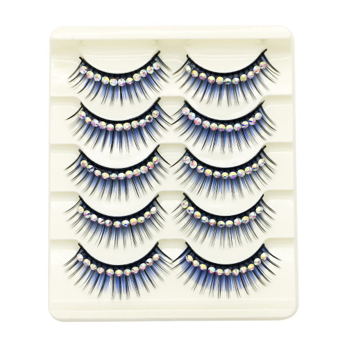 5 Pairs of False Eyelashes with Blue Diamond FE-030