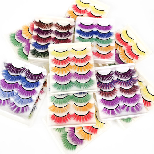Wholesale Messy Colored False Eyelashes 5 Pairs Pack FE-025