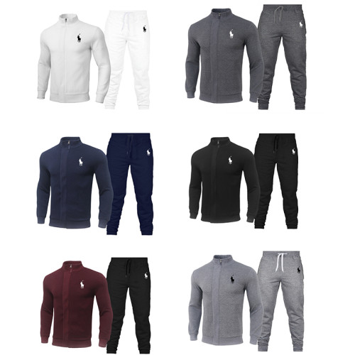 Polo Men's Casual Sports Hooded Sweater Sweater Pants Set Long Sleeve Trousers PLST-021