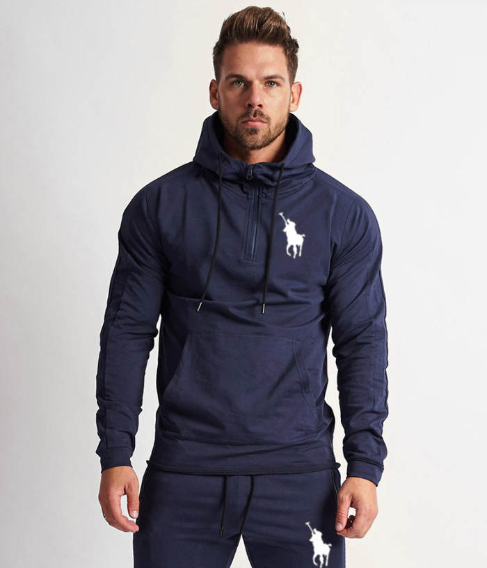 Polo Men's Casual Sports Hooded Sweater Sweater Pants Set Long Sleeve Trousers PLST-023