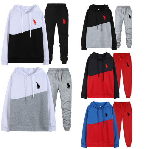 Polo Men's Casual Sports Hooded Sweater Sweater Pants Set Long Sleeve Trousers PLST-022