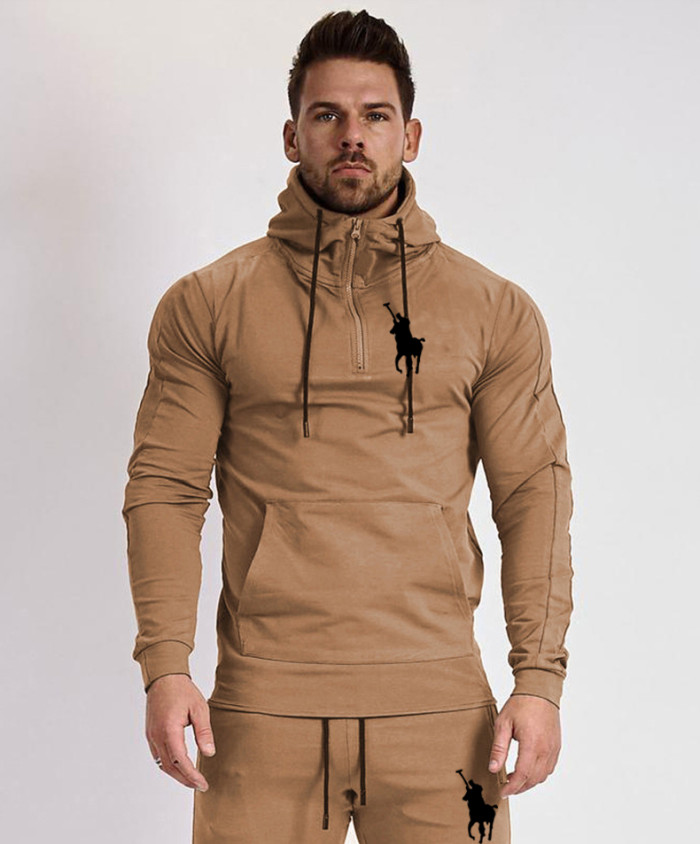 Polo Men's Casual Sports Hooded Sweater Sweater Pants Set Long Sleeve Trousers PLST-023