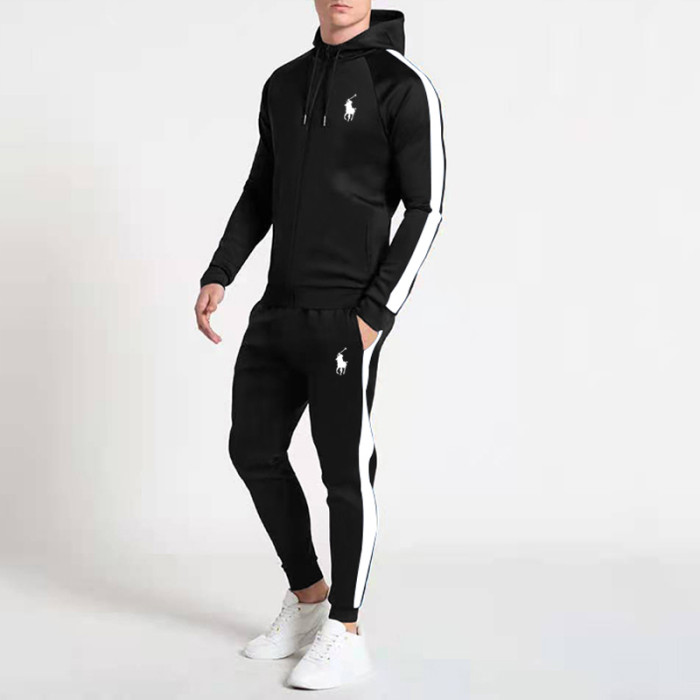 Polo Men's Casual Sports Hooded Sweater Sweater Pants Set Long Sleeve Trousers PLST-024