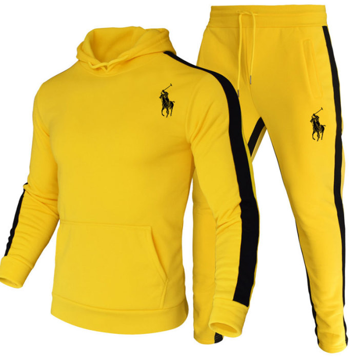 Polo Men's Casual Sports Hooded Sweater  Pants Set Long Sleeve Trousers PLST-017