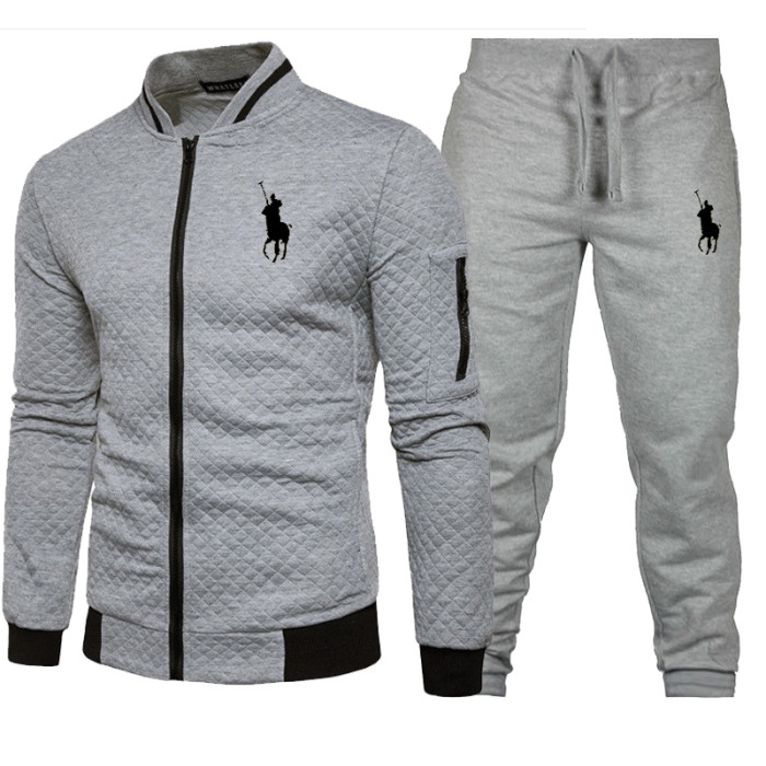 Polo Men's Casual Sports Hooded Sweater  Pants Set Long Sleeve Trousers PLST-010