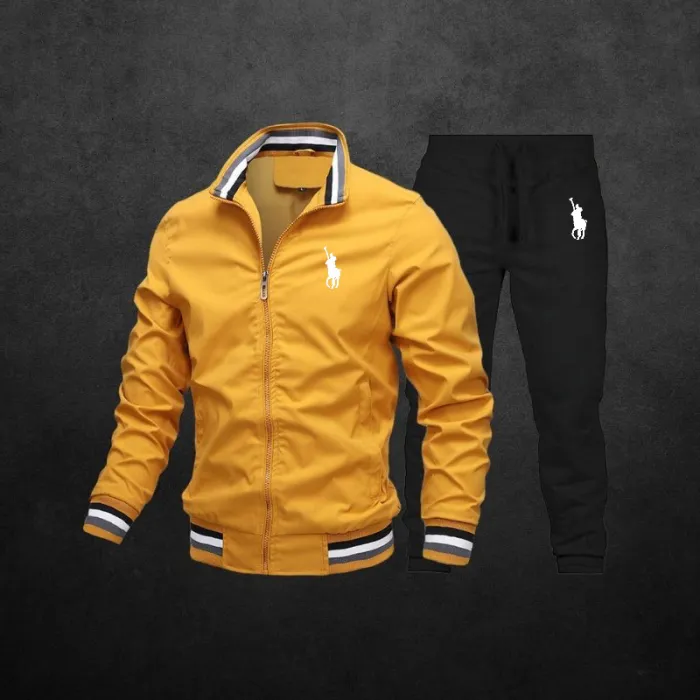 Polo Men's Casual Sports Hooded Sweater  Pants Set Long Sleeve Trousers PLST-013