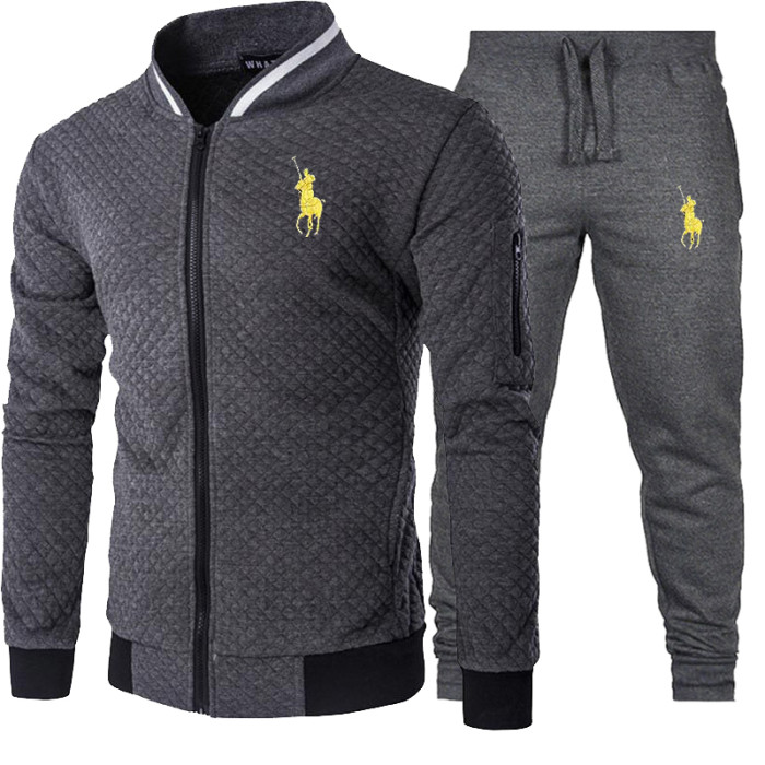 Polo Men's Casual Sports Hooded Sweater  Pants Set Long Sleeve Trousers PLST-010