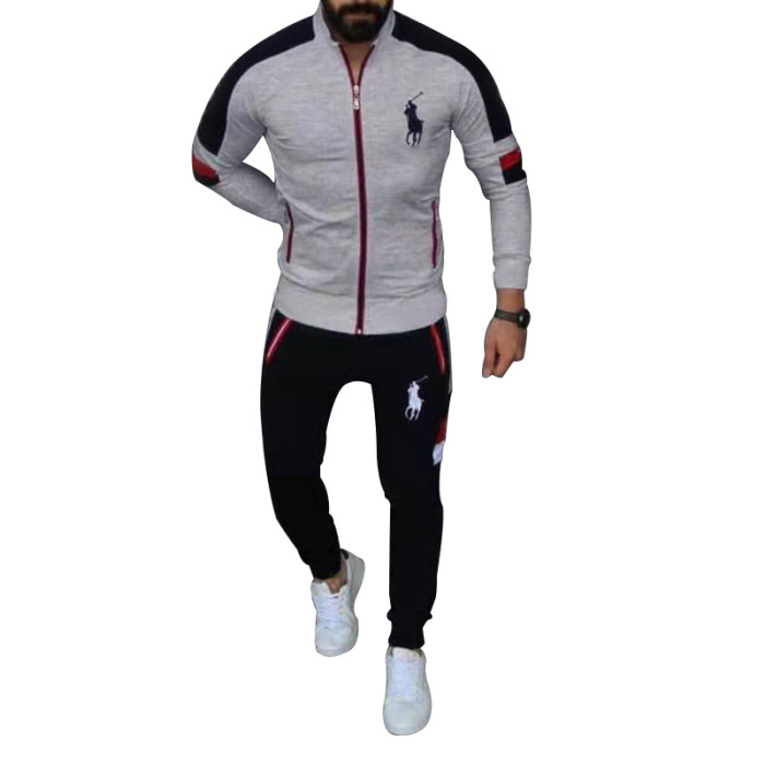 Polo Men's Casual Sports Hooded Sweater  Pants Set Long Sleeve Trousers PLST-014