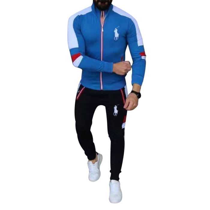 Polo Men's Casual Sports Hooded Sweater  Pants Set Long Sleeve Trousers PLST-014