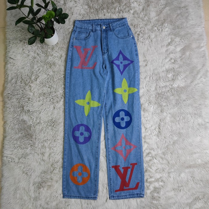 Ladies Versatile High-waisted Blue Denim Pants WS-144