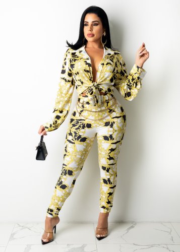 Ladies Casual Printed Two-piece Suit WS-166