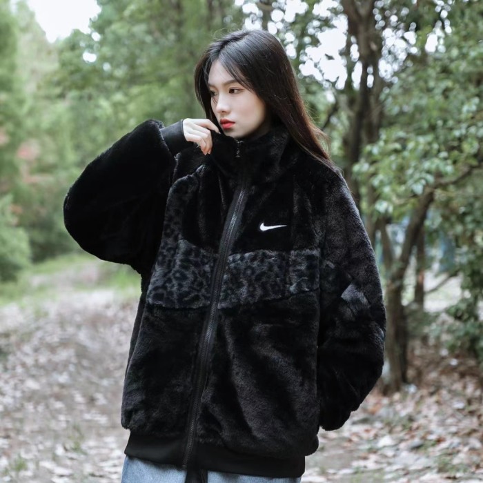 Nike Winter Counter Quality Thicken Lamb Wool Stand Collar Coat For Women With All Tags AA-024