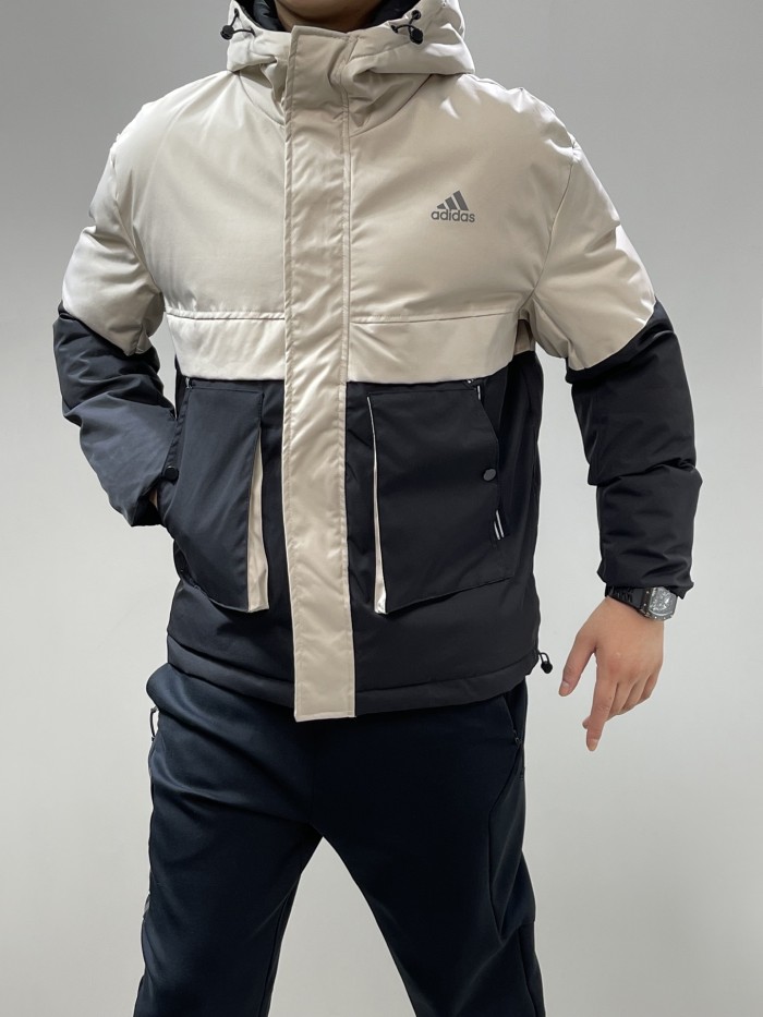 Adidas Counter Quality Bread Coat Thickened Color-block Down Cotton Hooded Jacket with All Tag AAD-012