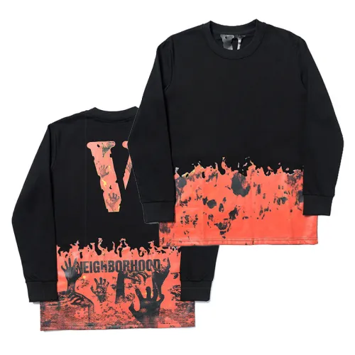 VLONE Limited Joint Flame Round Neck Long Sleeve High Street Hip Hop Loose Hoodie VH-067