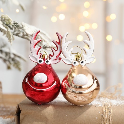 2pcs Elk Christmas Balls Ornaments Xmas Tree Hanging Bauble CMSL-025