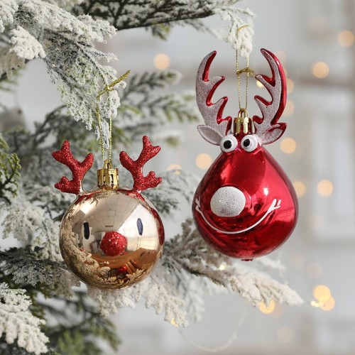 2pcs Elk Christmas Balls Ornaments Xmas Tree Hanging Bauble CMSL-025