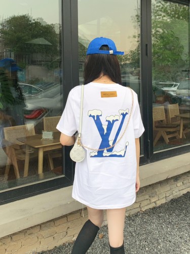 Louis Vuitton Counter Quality Ice Cream Snow Mountain Melting Logo For Men And Women T-shirt With All Tags ALV-013