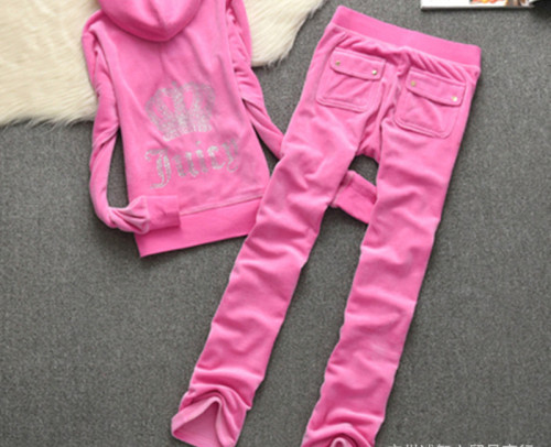 Juicy Couture High Quality Velvet Slim Fit Women Hooide + Pant Set JCS-009