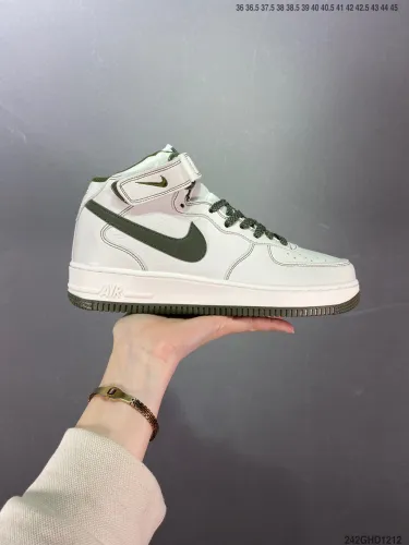 Company Level High Quality Nike Air Force 1 Mid Magic Buckle Top Layer Leather Built-in Honeycomb Air Cushion BY6899-692 Sneaker with Box HYAF-102