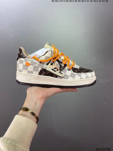Company Level High Quality LV Joint Nike Air Force 1 Low Built-in Full Palm Air Cushion CV1724 Sneaker with Box HYAF-139