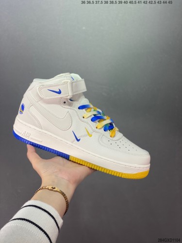 Company Level High Quality Nike Air Force 1’07 White/Purple Viotech Joint NBA Mid Magic Buckle Rigid Grain Calfskin Upper Material Full Palm Built-in Air Cushion GT5663-105 Sneaker with Box HYAF-306