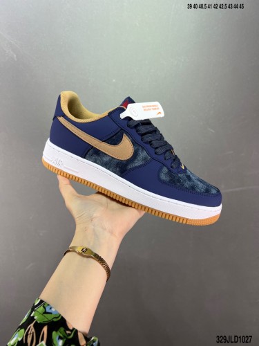 Company Level High Quality Nike Air Force 1 07 LV8 Light Blue/Love  Rigid Grain Calfskin Upper Material Full Palm Built-in Air Cushion DD1259 Sneaker with Box HYAF-339