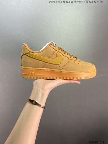 Company Level High Quality Nike Air Force1 Low Wheat-colored Top-grain Nubuck Leather Upper Full Palm Built-in Air Cushion CJ9179-200 Sneaker with Box HYAF-368