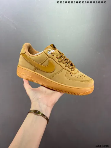 Company Level High Quality Nike Air Force1 Low Wheat-colored Top-grain Nubuck Leather Upper Full Palm Built-in Honeycomb Air Cushion CJ9179-200 Sneaker with Box HYAF-444