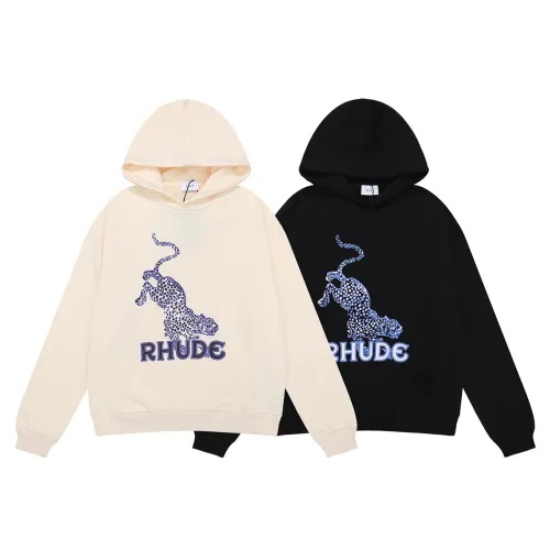 Rhude Fashion Loose 100% Cotton Leopard Print Hoodie For Men and Women RHD-010