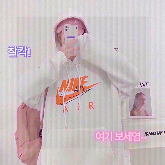 Nike Air Women Chest Orange Big Logo Print Couple Style Hooded Sweater with All Tags NKAR-035