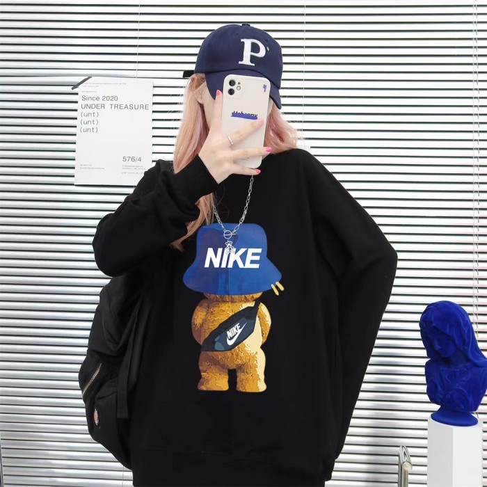 Nike Air MAX Limited Blue Cap Bear Women 100% Cotton Loose Sweater with All Tags NKAR-038