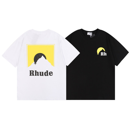 Rhude Fashion Loose 100% Cotton Sunset Print T-shirt For Men and Women RHD-055