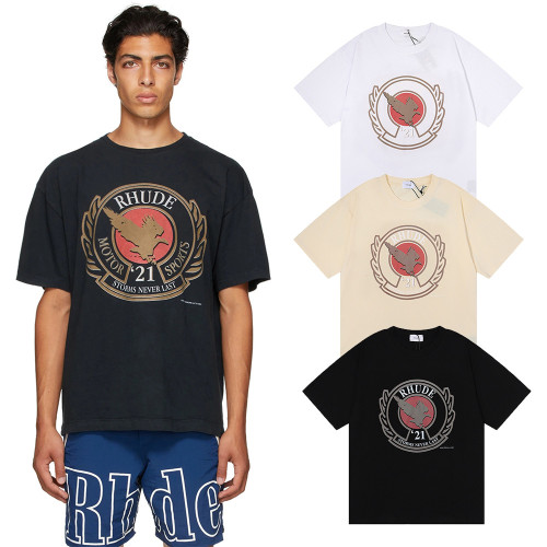 Rhude Fashion Loose 100% Cotton Loose T-shirt For Men and Women RHD-049