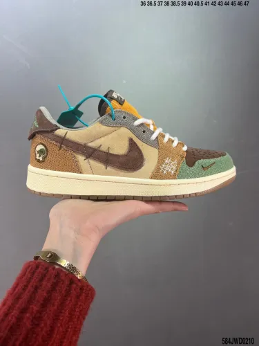 Company Level High Quality NBA Mr.Zion Williamson Nike Air Jordan 1 Low OG Voodoo  Linen Upper Material Midsole Glue Injection Hole Built-in Real Sole Air Cushion DZ7292-200 Sneaker with Box HYAJ-020