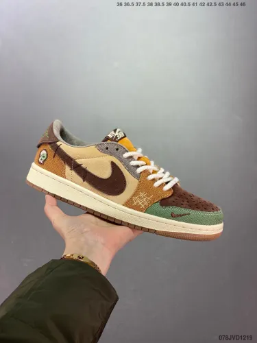 Company Level High Quality NBA Mr.Zion Williamson Nike Air Jordan 1 Low OG  Voodoo  Linen Upper Material Midsole Glue Injection Hole Built-in Real Sole Air Cushion DZ7292-200 Sneaker with Box HYAJ-094
