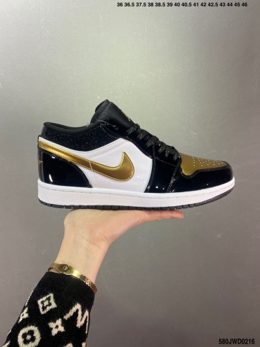 Company Level High Quality Nike Air Jordan 1 High OG Black and White Gold Mirror 555088-161 Sneaker with Box HYAJ-154