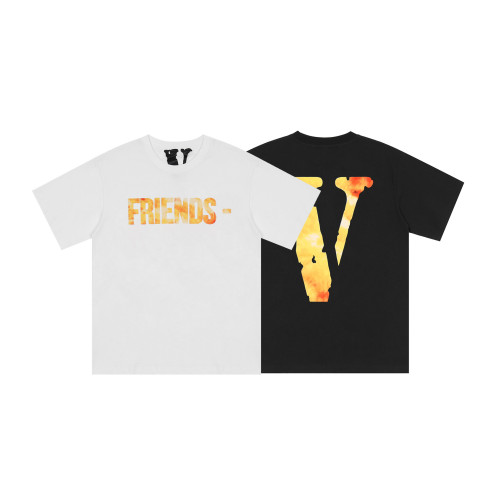 VLONE 95% Cotton Couple Yellow Flame Limited T-Shirt VT-059