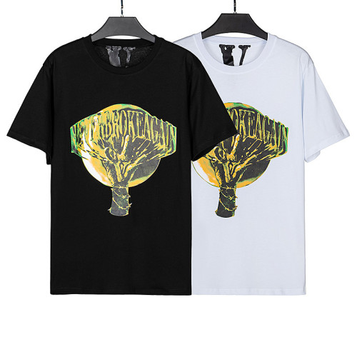 VLONE 100% Cotton Couple Green Ghost Hand Design Big V T-Shirt VT-072