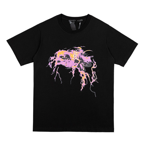 VLONE 100% Cotton Couple Purple Lightning Print T-Shirt VT-082