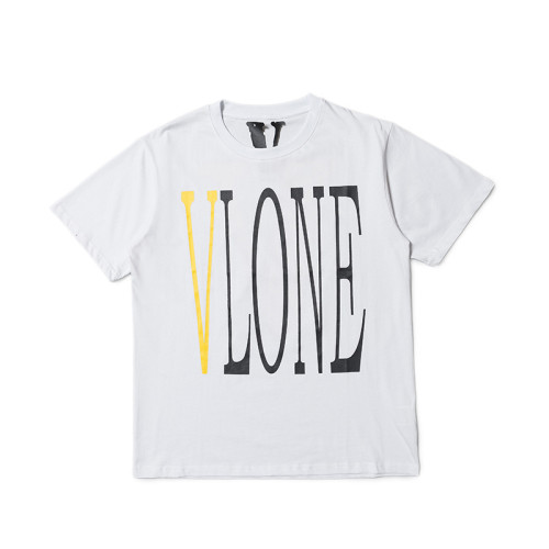 VLONE 100% Cotton Couple Yellow Big V commemorative Limited T-Shirt VT-076