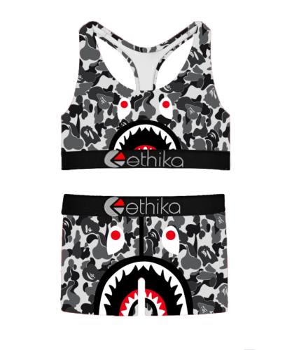 Ethika Women's Underwear Instock Bape Shark Bra And Shorty Set WDK-039 WBX-039