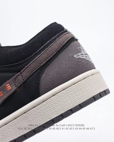 Company Level High Quality Nike Air Jordan 1 Low Craft Made From A Mix of Leather and Suede Black and Cement Gray DN1635-100 Sneaker with Box BDAJ-001