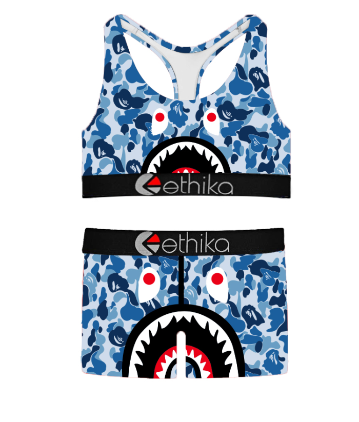 Ethika Women's Underwear Instock Bape Shark Bra And Shorty Set WDK-038 WBX-038