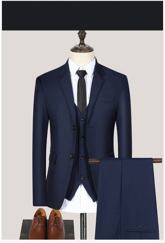 Men's Fashion Wedding Slim Fit Top+Vest+Long Pant Suit  78% Viscose MST-002