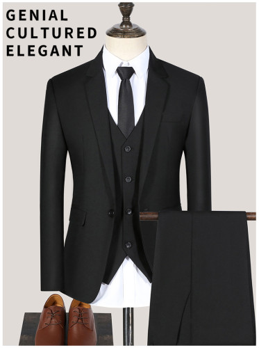 Men's Fashion Wedding Slim Fit Top+Vest+Long Pant Suit  78% Viscose MST-002