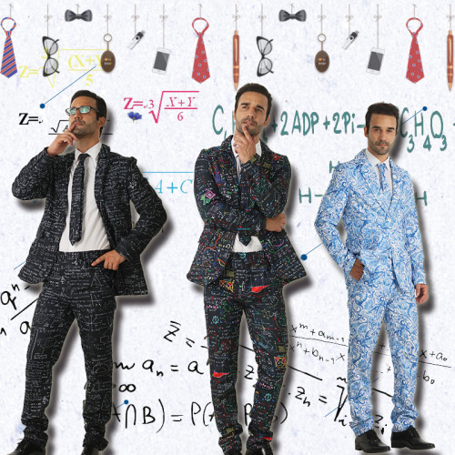 Men's Fashion Party Festival Slim Fit Top+Tie+Long Pant Suit  80% Flax MST-003