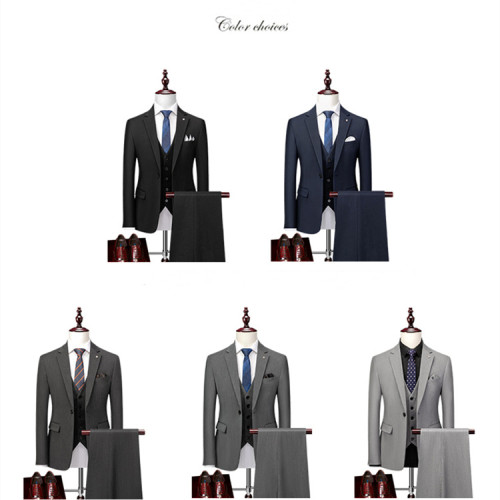 Men's Fashion Wedding Slim Fit Top+Vest+Long Pant Suit  30.6% Viscose MST-005