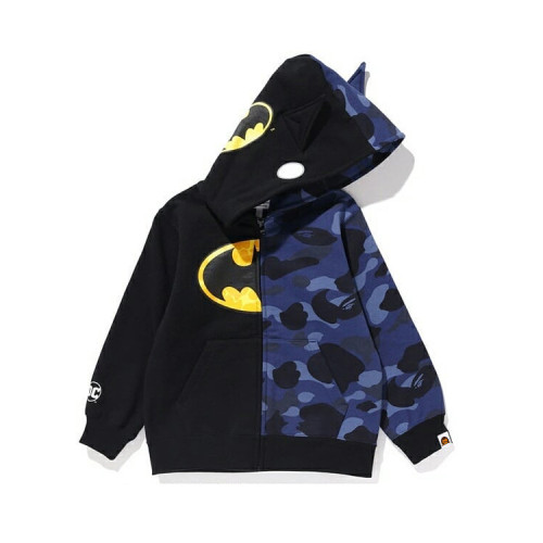 Kid's And Aparent BAPE 50% Cotton Batman Camouflage Stitching Zipper Hoodied Hoodie (3~8 years) BPH-336